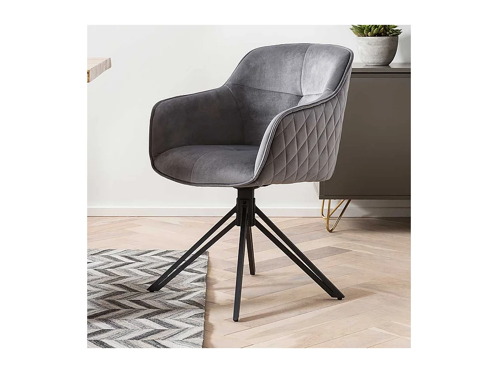 Esstisch Armlehner aus Samt und Metall aufwendigen Steppungen