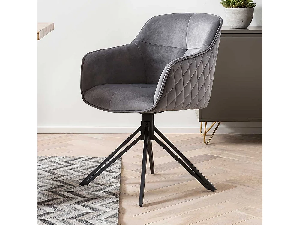 Esstisch Armlehner aus Samt und Metall aufwendigen Steppungen