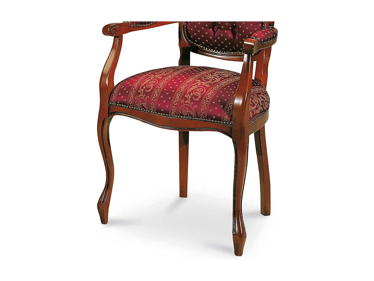 Armlehnenstuhl im Barock Look Rot Gold gemustert