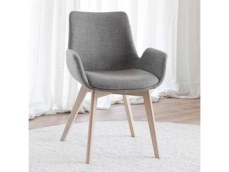 2 Stühle mit Gestell aus Massivholz Armlehnen (2er Set)