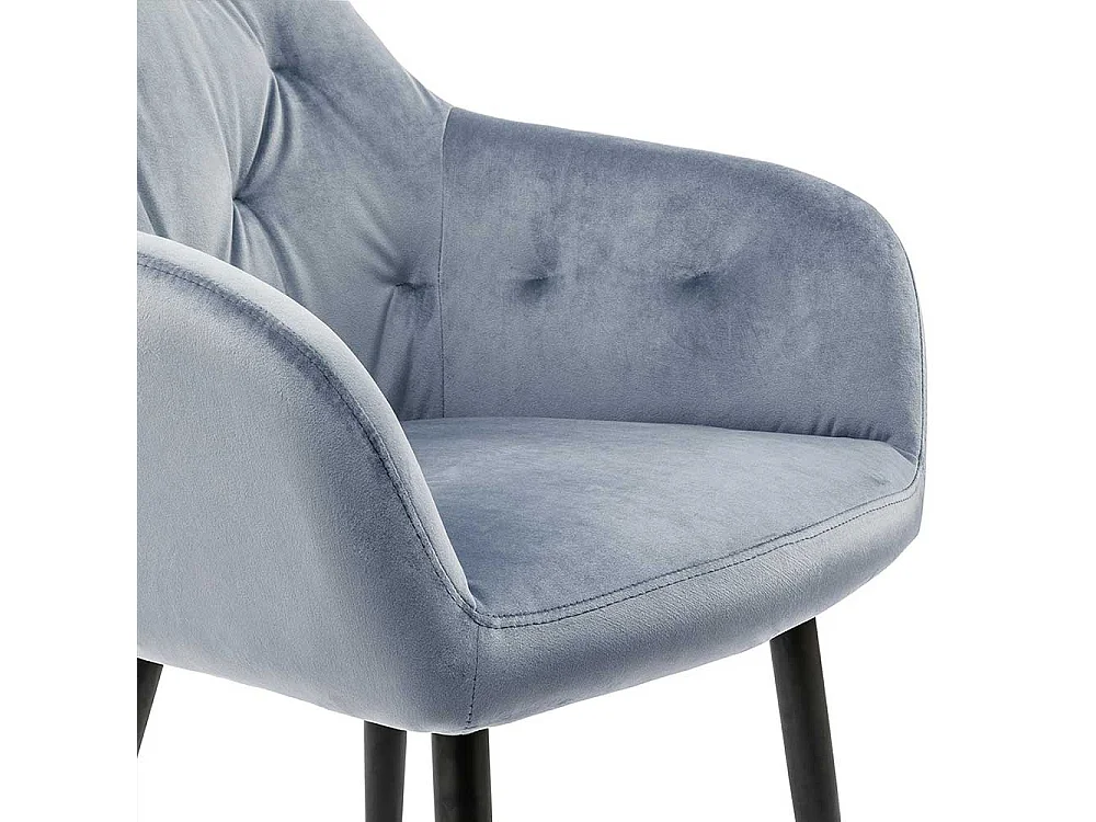 Samt Stuhl in Hellgrau und Schwarz Metallgestell