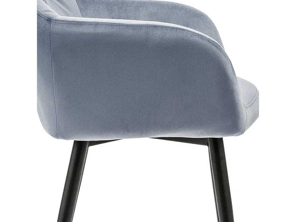 Samt Stuhl in Hellgrau und Schwarz Metallgestell