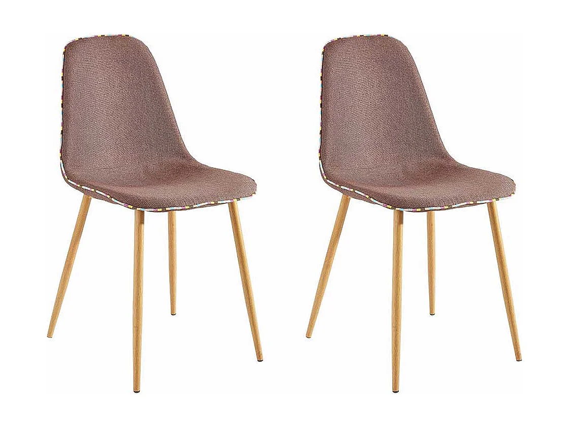 Esstisch Stühle in Braun und Eichefarben Gestell aus Metall (2er Set)