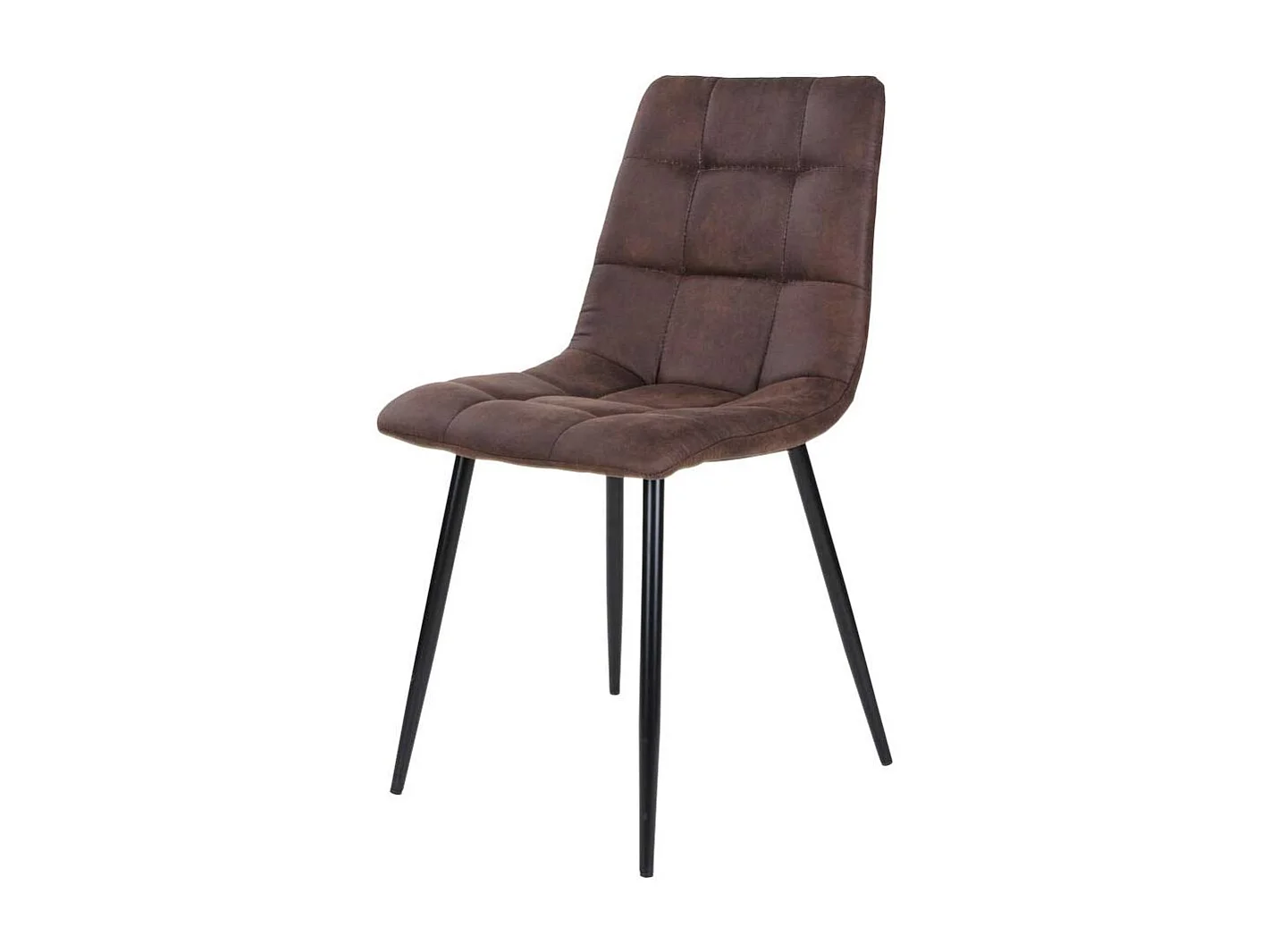 Esstisch Stühle aus Microfaser in Dunkelbraun Stahl in Schwarz (2er Set)