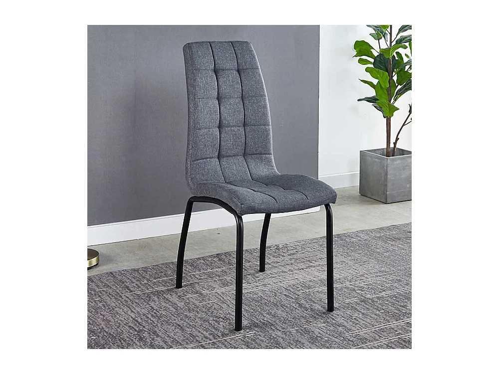 Stühle in Hellgrau Webstoff hoher Lehne (2er Set)