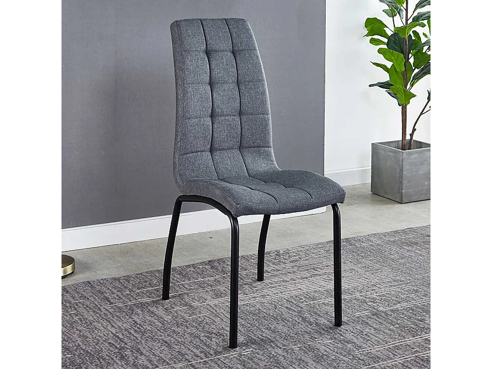 Stühle in Hellgrau Webstoff hoher Lehne (2er Set)