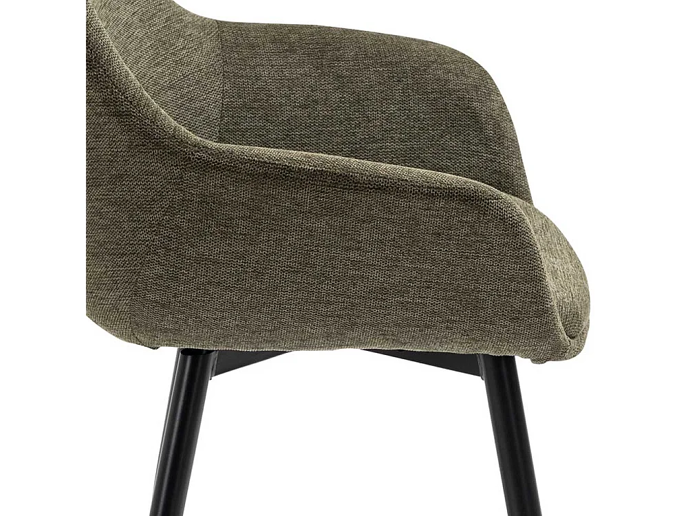 Esstisch Stühle in Graugrün und Schwarz Stoffbezug (2er Set)