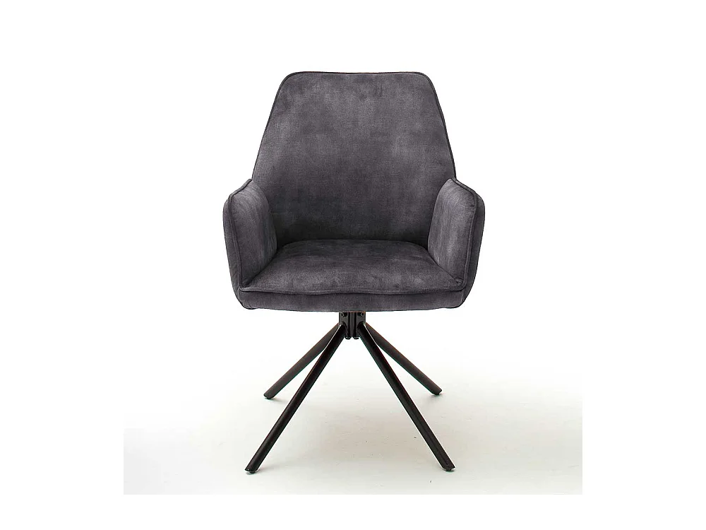 Drehbare Armlehnenstühle in Anthrazit Velours Metallgestell schwarz (2er Set)