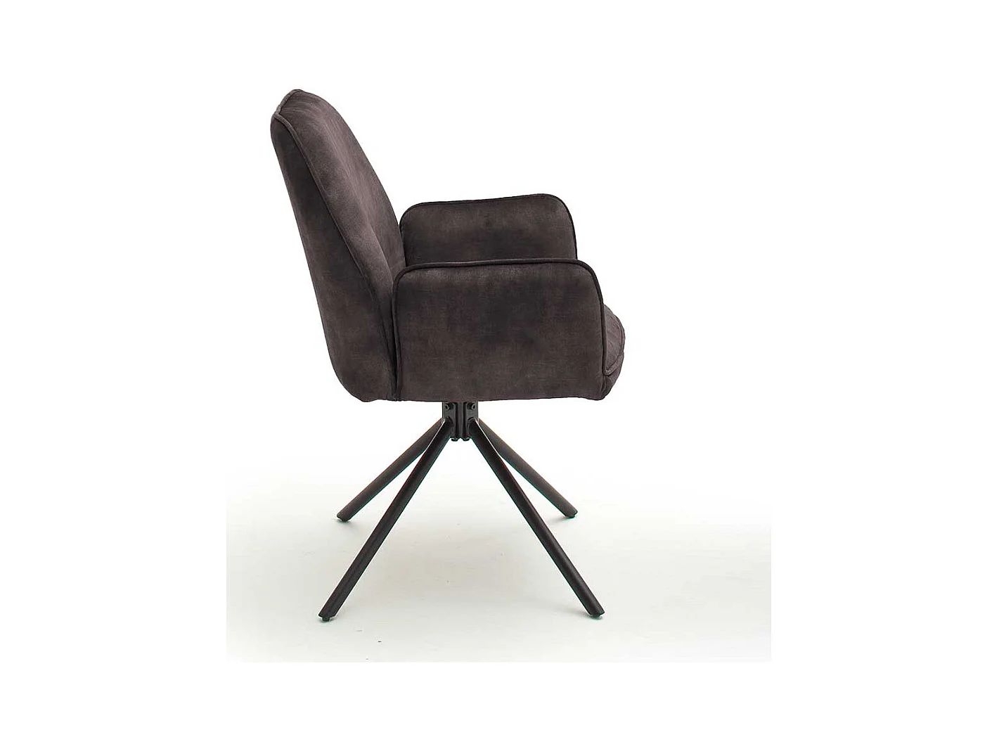 Drehbare Armlehnenstühle in Anthrazit Velours Metallgestell schwarz (2er Set)