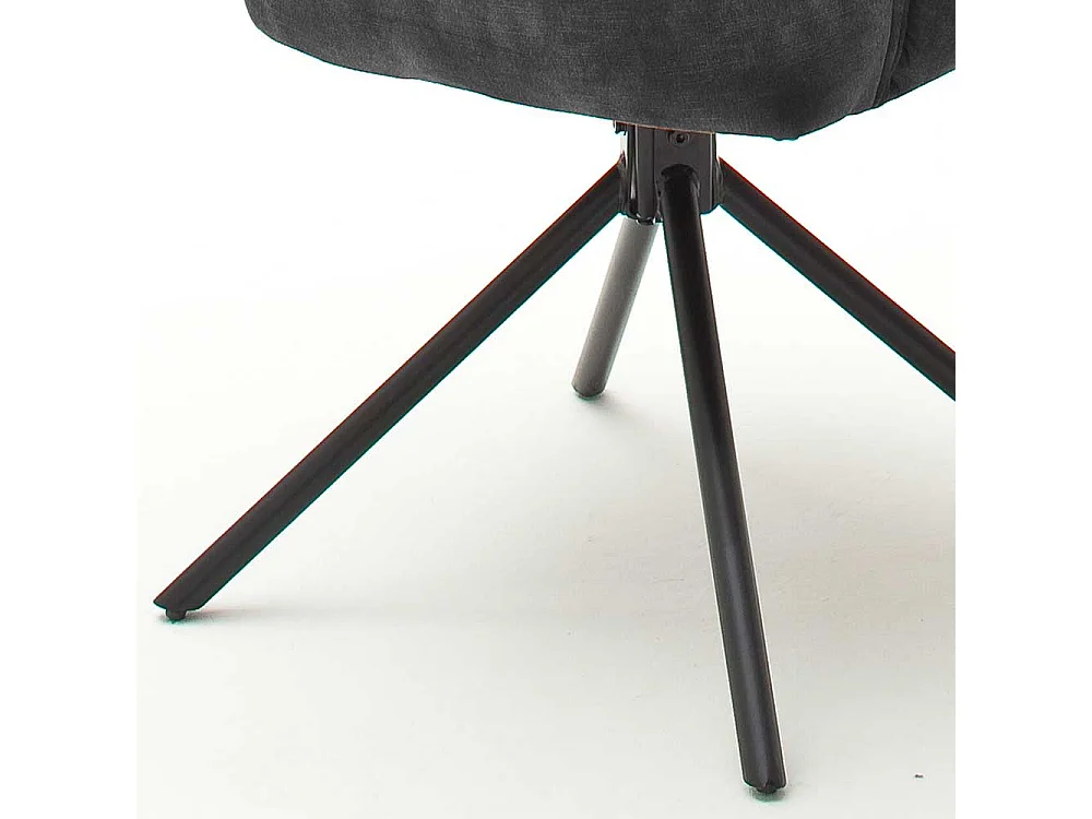 Drehbare Armlehnenstühle in Anthrazit Velours Metallgestell schwarz (2er Set)