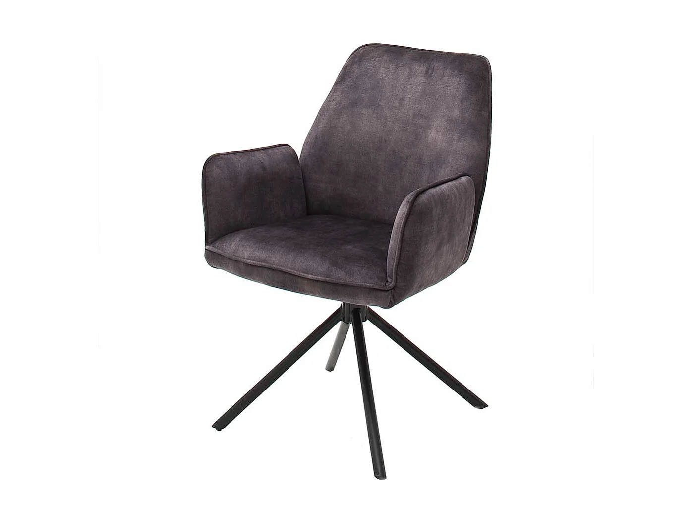 Drehbare Armlehnenstühle in Anthrazit Velours Metallgestell schwarz (2er Set)