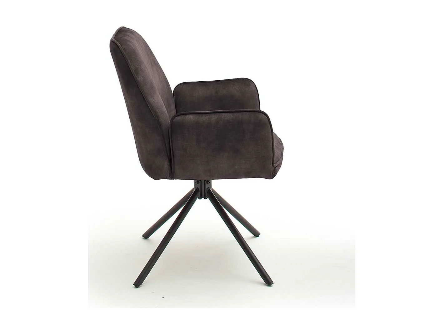 Drehbare Armlehnenstühle in Anthrazit Velours Metallgestell schwarz (2er Set)