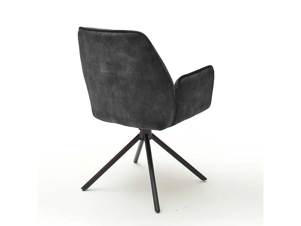 Drehbare Armlehnenstühle in Anthrazit Velours Metallgestell schwarz (2er Set)