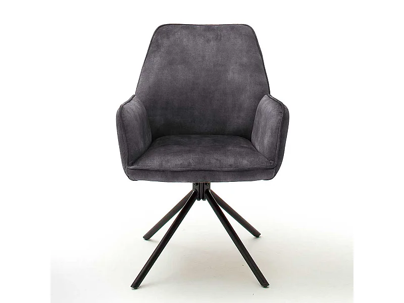 Drehbare Armlehnenstühle in Anthrazit Velours Metallgestell schwarz (2er Set)