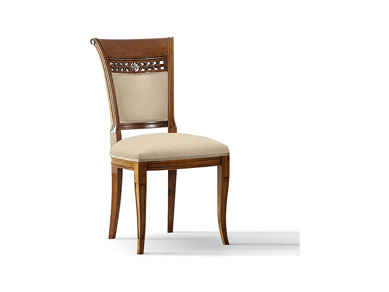 Stilmöbel Stuhl in italienischem Design Beige und Buche braun