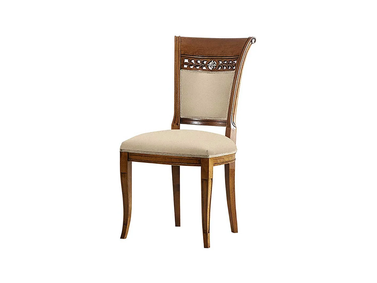 Stilmöbel Stuhl in italienischem Design Beige und Buche braun