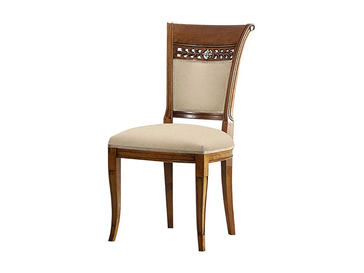 Stilmöbel Stuhl in italienischem Design Beige und Buche braun