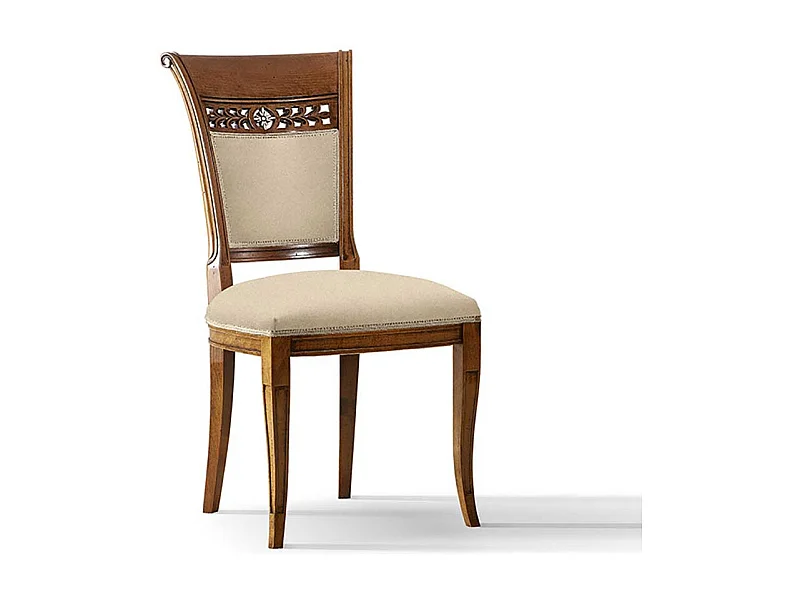 Stilmöbel Stuhl in italienischem Design Beige und Buche braun