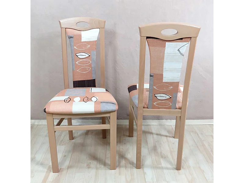 Esstischstuhl Set in Braun Bunt gemustert Buche Massivholz (2er Set)