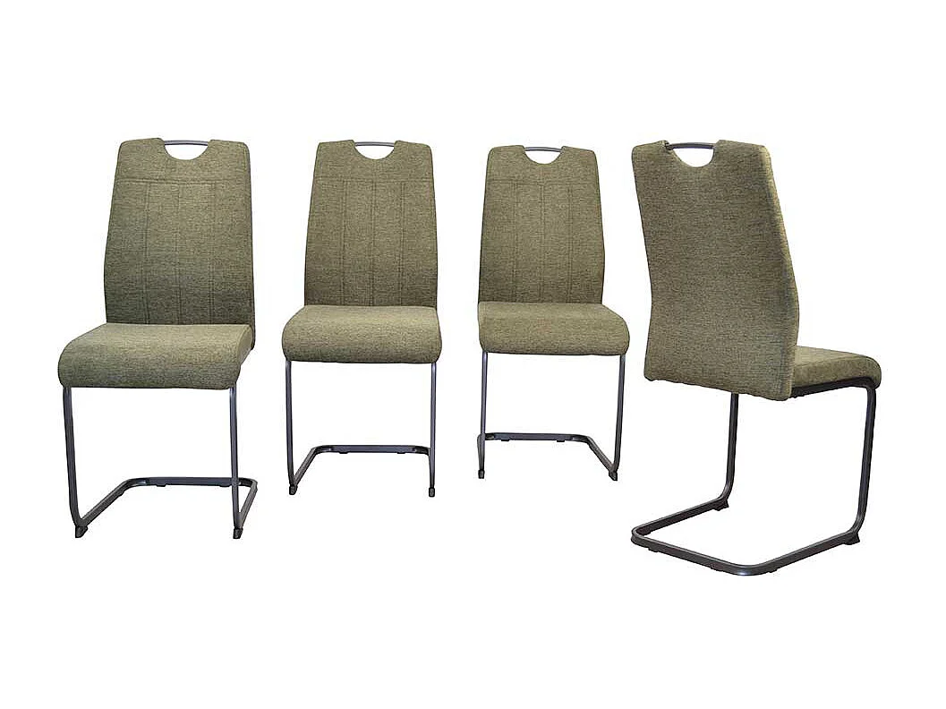 Freischwingerstuhl in Oliv Grün und Schwarz 99 cm hoch (4er Set)
