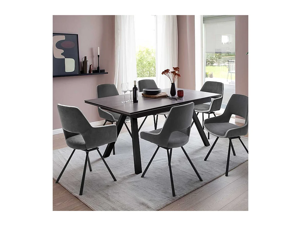 Esstisch Stühle in Dunkelgrau Microfaser 50 cm Sitzhöhe (2er Set)