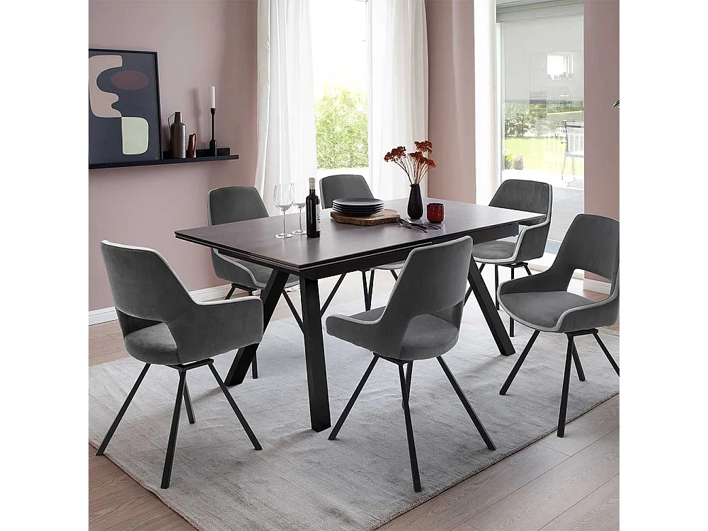 Esstisch Stühle in Dunkelgrau Microfaser 50 cm Sitzhöhe (2er Set)