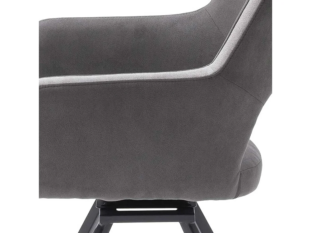 Moderne Esszimmerstühle in Dunkelgrau Microfaser Armlehnen (2er Set)