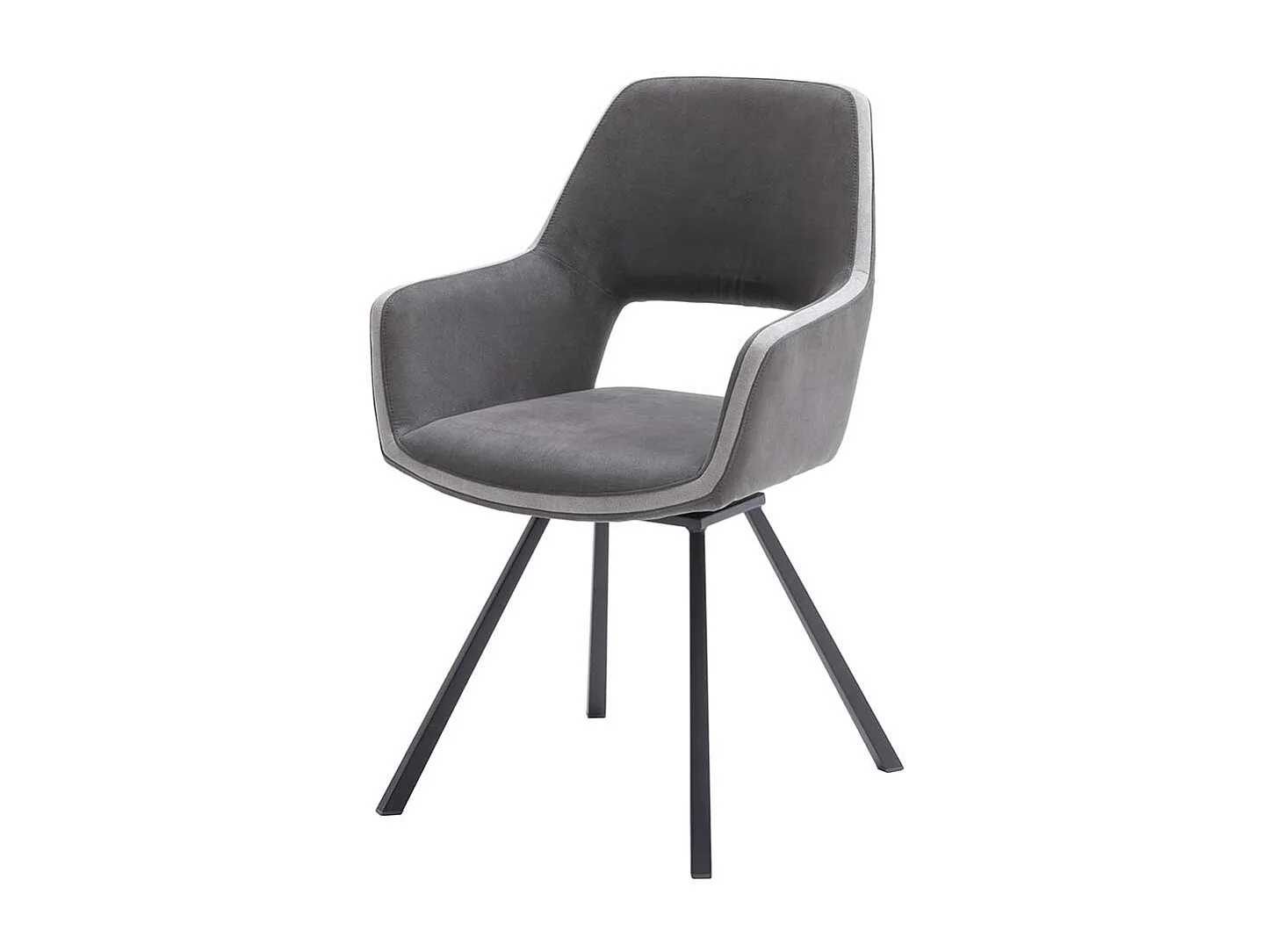 Moderne Esszimmerstühle in Dunkelgrau Microfaser Armlehnen (2er Set)