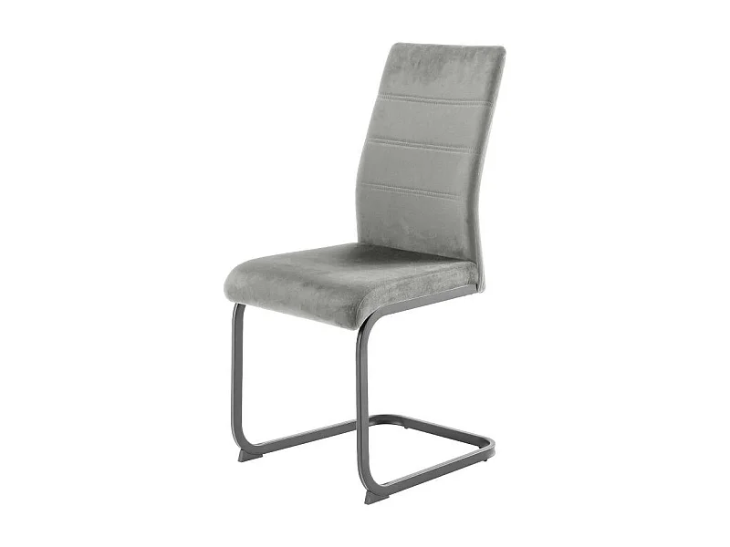 Freischwinger Stuhl Polsterstuhl Esszimmer in Grau mit Gestell aus Metall (4er Set)