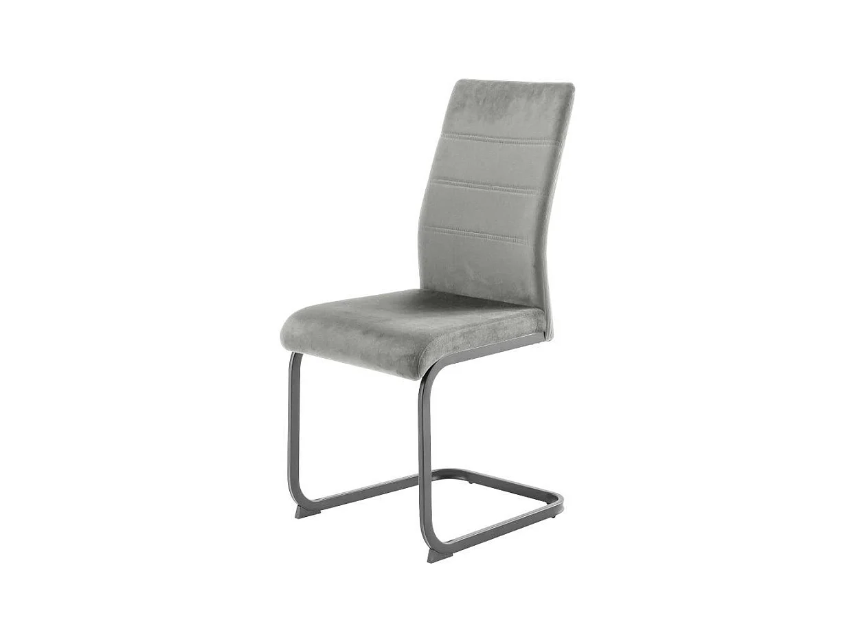 Freischwinger Stuhl Polsterstuhl Esszimmer in Grau mit Gestell aus Metall (4er Set)