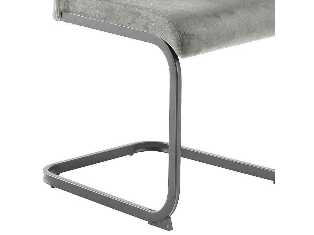 Freischwinger Stuhl Polsterstuhl Esszimmer in Grau mit Gestell aus Metall (4er Set)