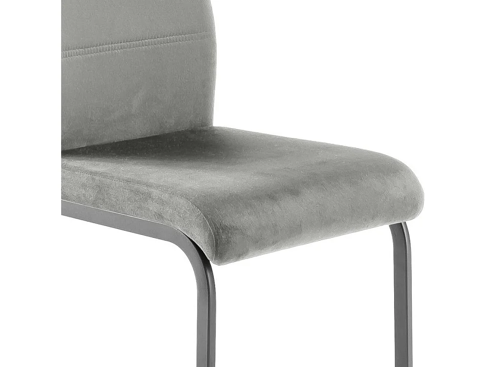 Freischwinger Stuhl Polsterstuhl Esszimmer in Grau mit Gestell aus Metall (4er Set)