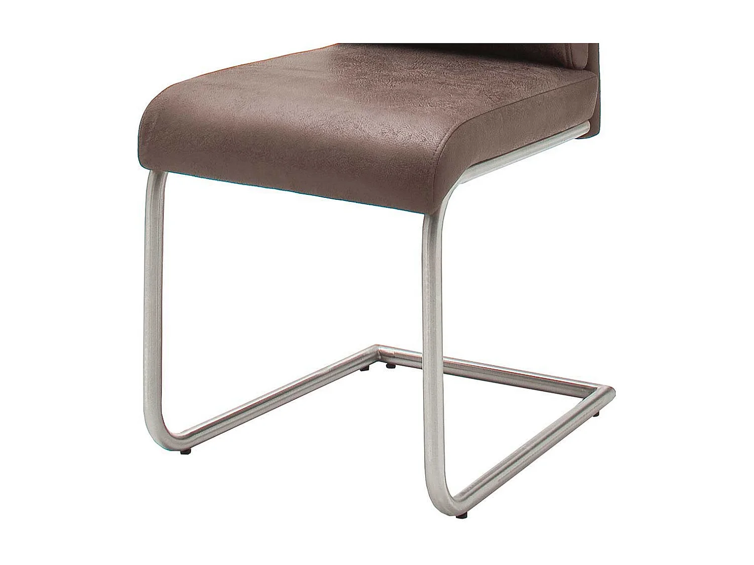 Freischwingerstuhl Set in Microfaser Braun Edelstahl (2er Set)