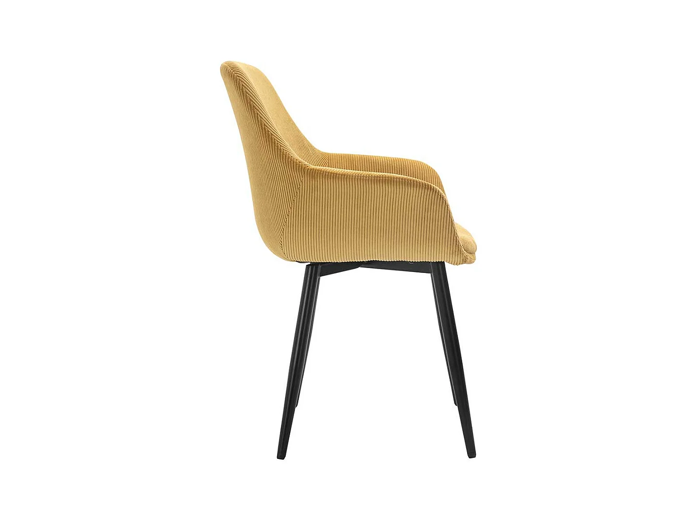 Esszimmerarmlehnstuhl in Goldgelb und Schwarz Gestell aus Metall (2er Set)