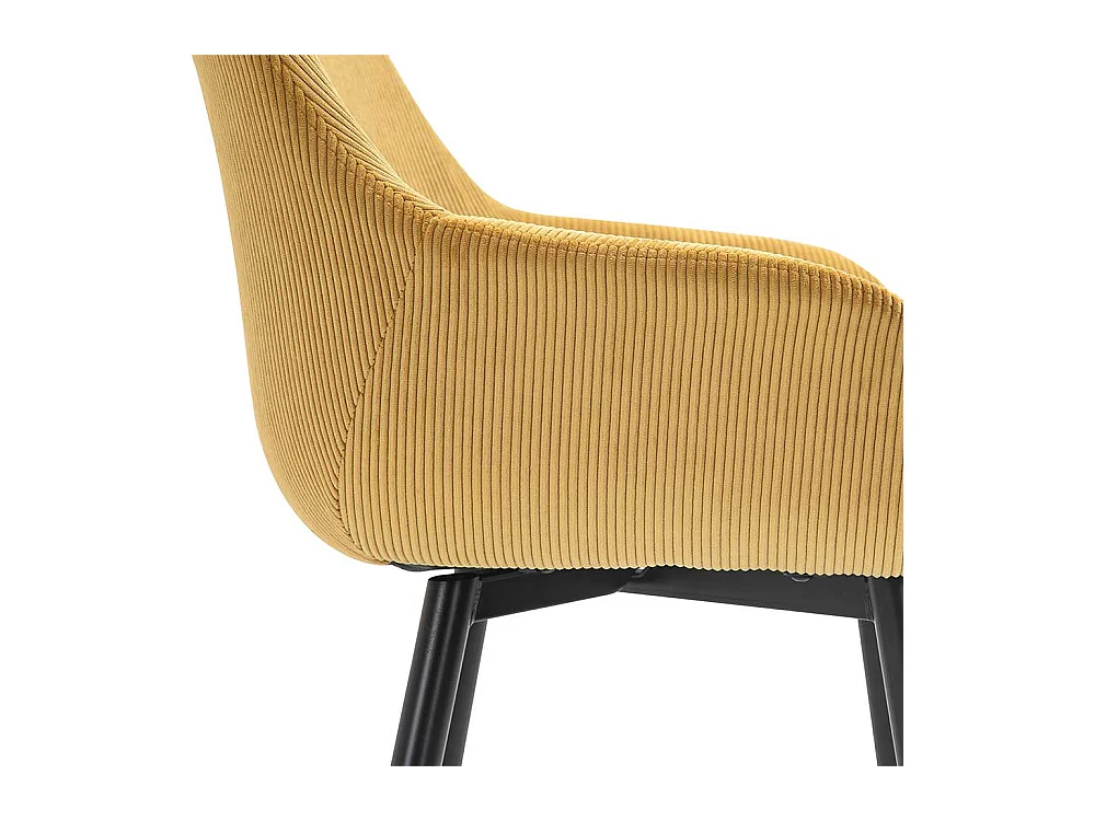 Esszimmerarmlehnstuhl in Goldgelb und Schwarz Gestell aus Metall (2er Set)