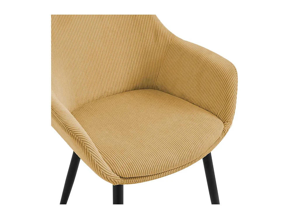 Esszimmerarmlehnstuhl in Goldgelb und Schwarz Gestell aus Metall (2er Set)