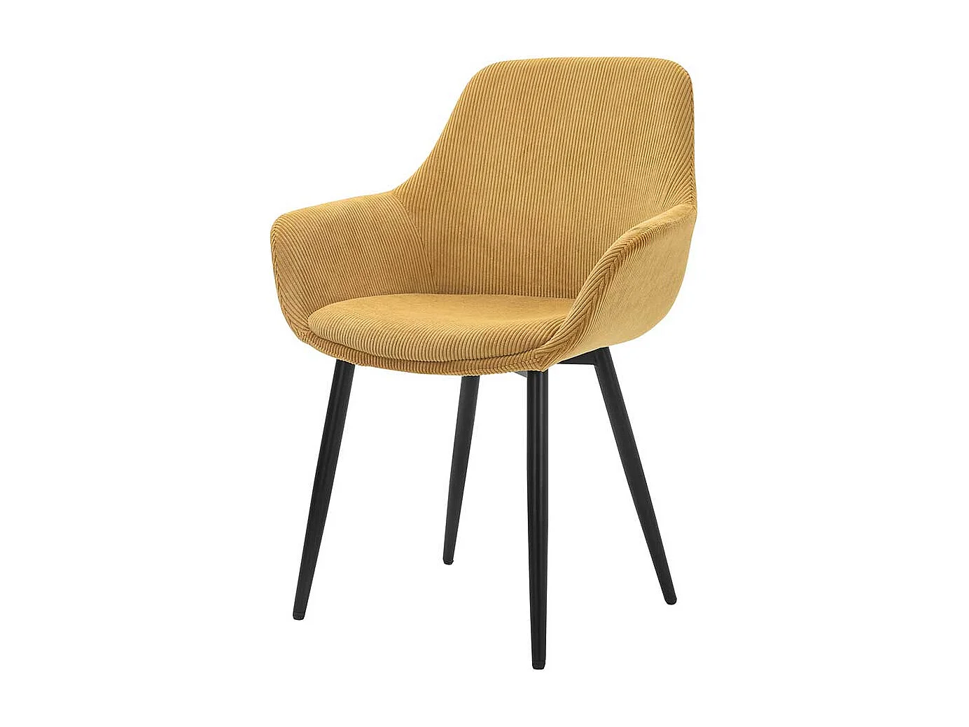 Esszimmerarmlehnstuhl in Goldgelb und Schwarz Gestell aus Metall (2er Set)