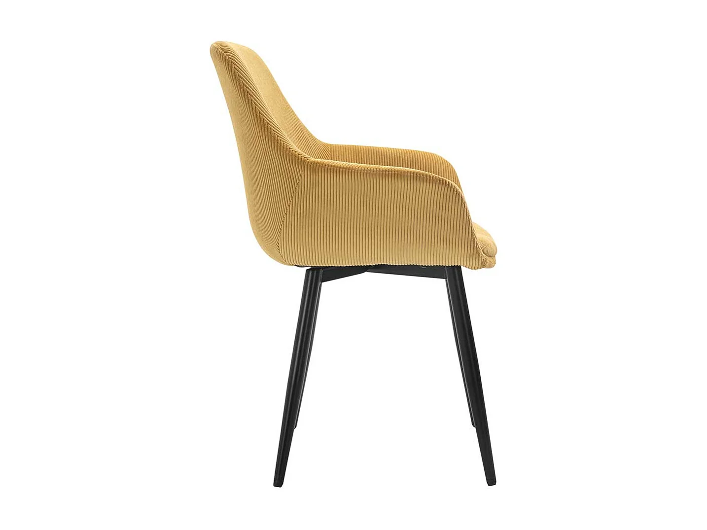 Esszimmerarmlehnstuhl in Goldgelb und Schwarz Gestell aus Metall (2er Set)