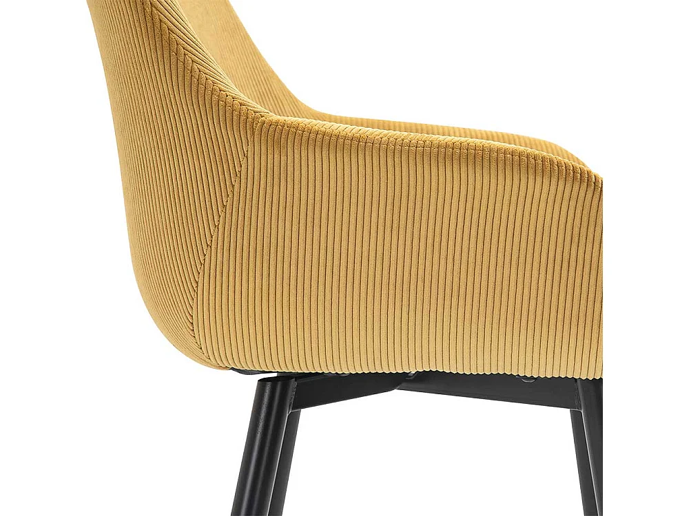 Esszimmerarmlehnstuhl in Goldgelb und Schwarz Gestell aus Metall (2er Set)
