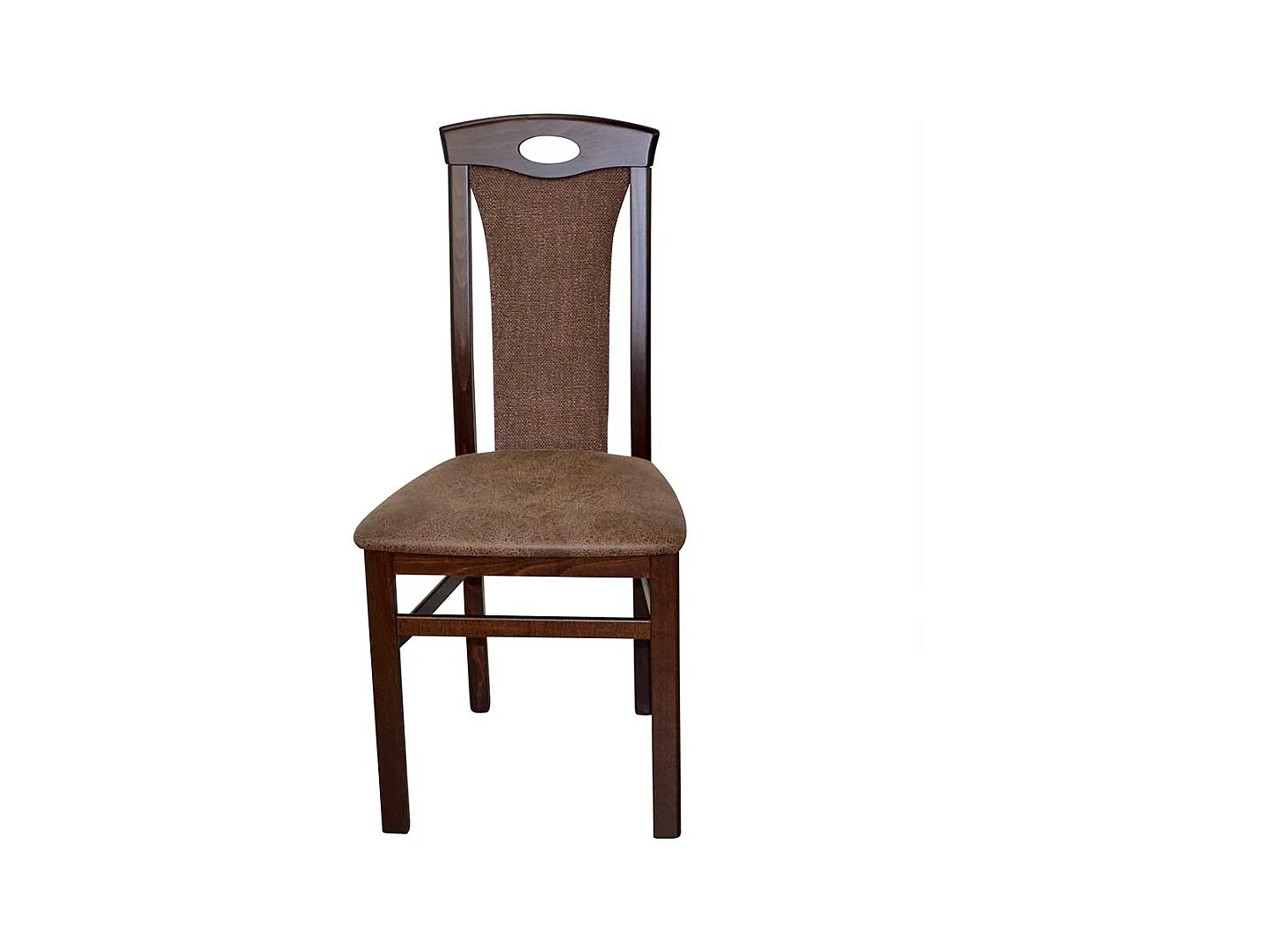 Lehnstuhl Set in Nussbaumfarben Bezug Braun (2er Set)