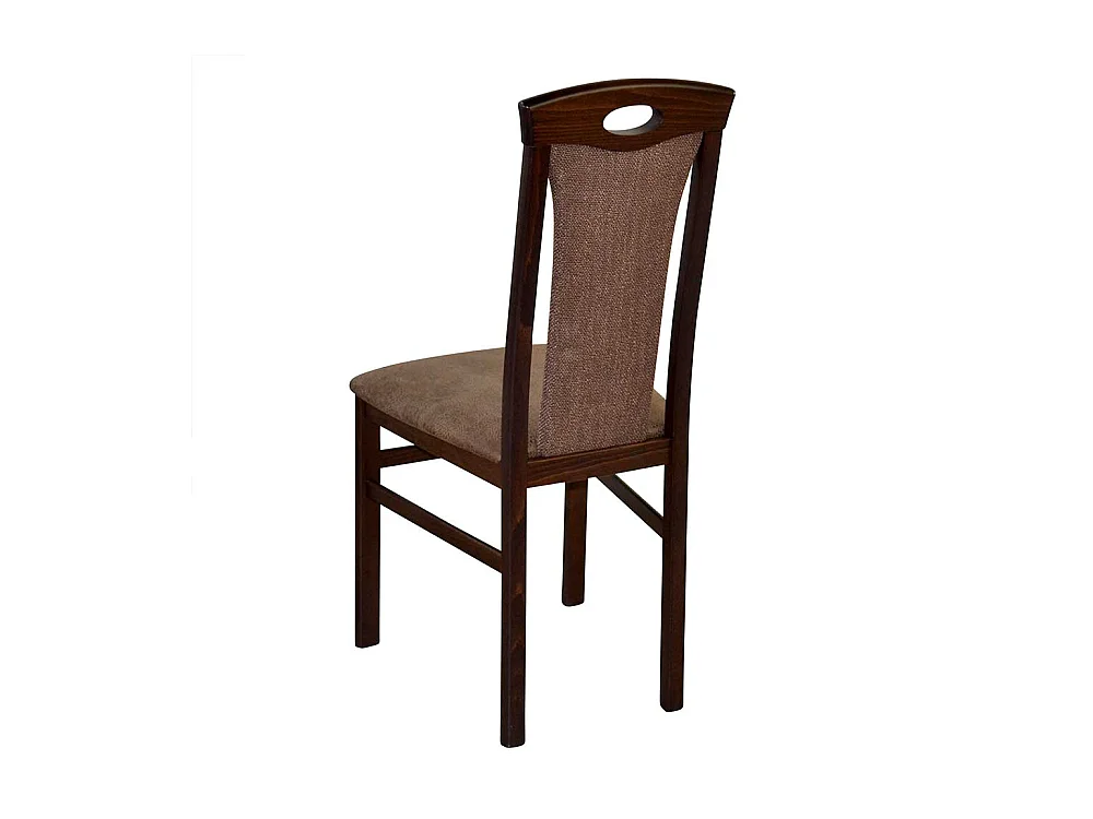 Lehnstuhl Set in Nussbaumfarben Bezug Braun (2er Set)