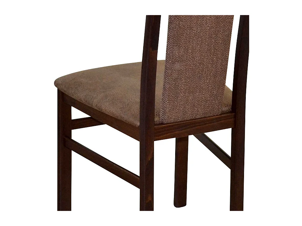 Lehnstuhl Set in Nussbaumfarben Bezug Braun (2er Set)