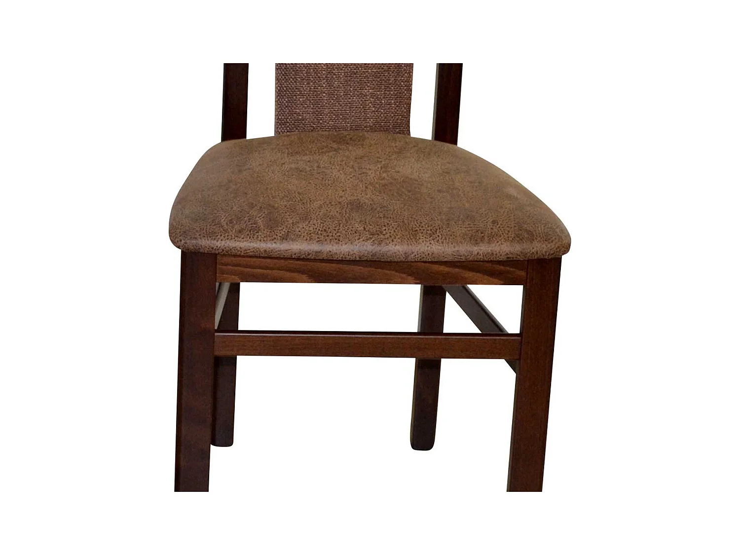 Lehnstuhl Set in Nussbaumfarben Bezug Braun (2er Set)