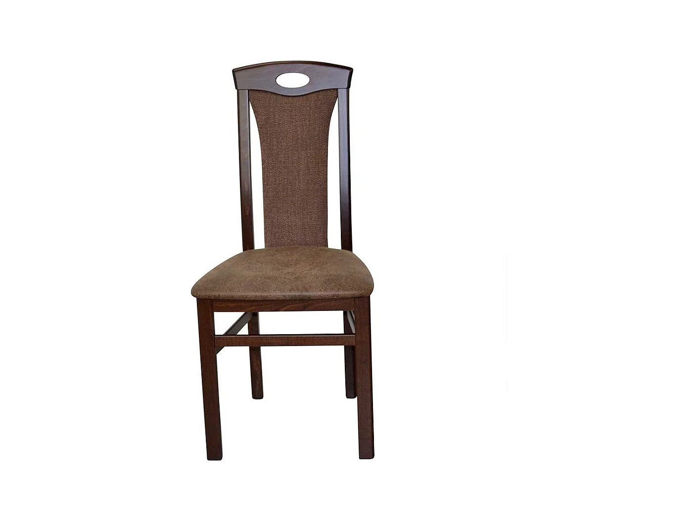 Lehnstuhl Set in Nussbaumfarben Bezug Braun (2er Set)