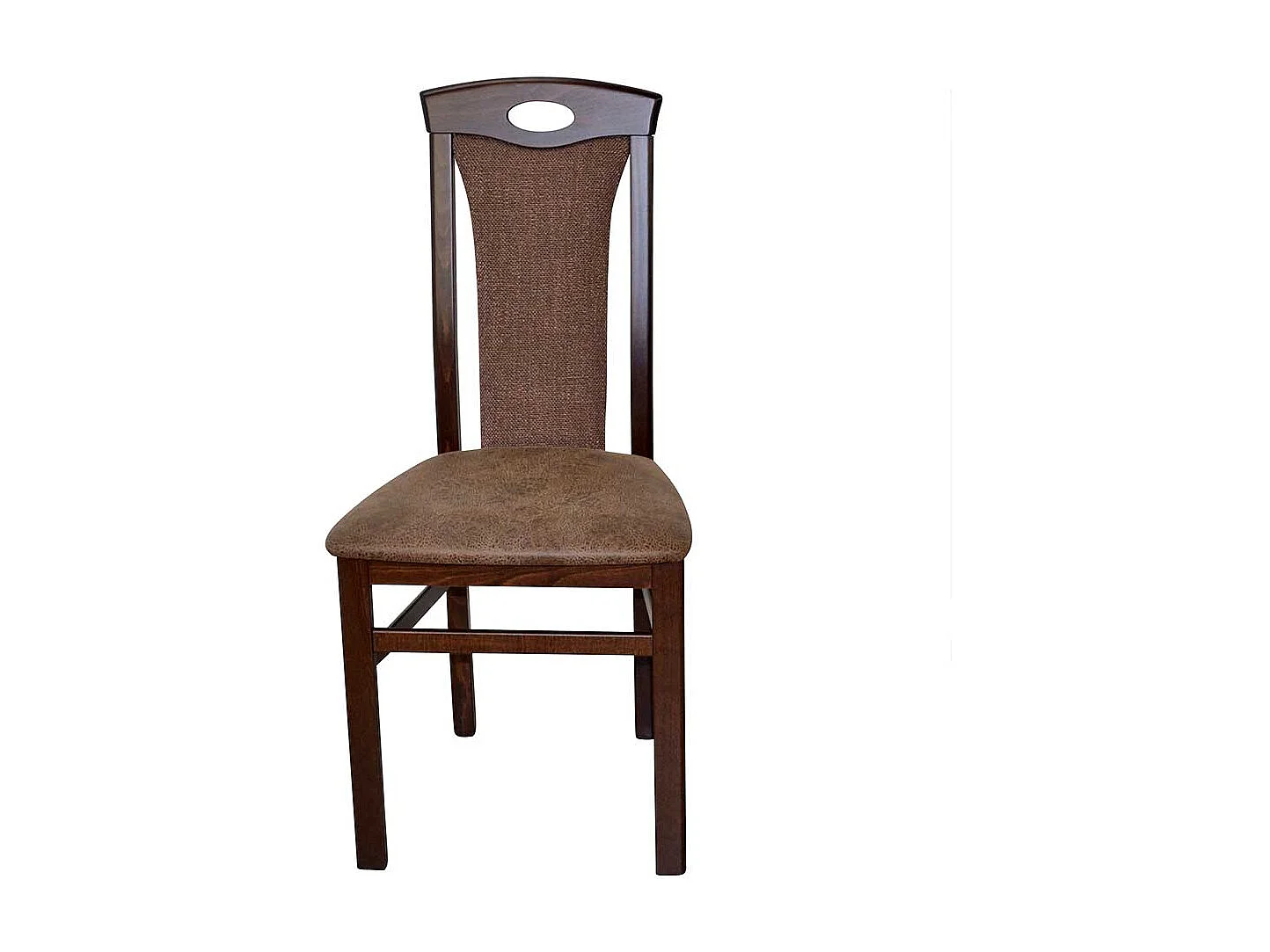 Lehnstuhl Set in Nussbaumfarben Bezug Braun (2er Set)