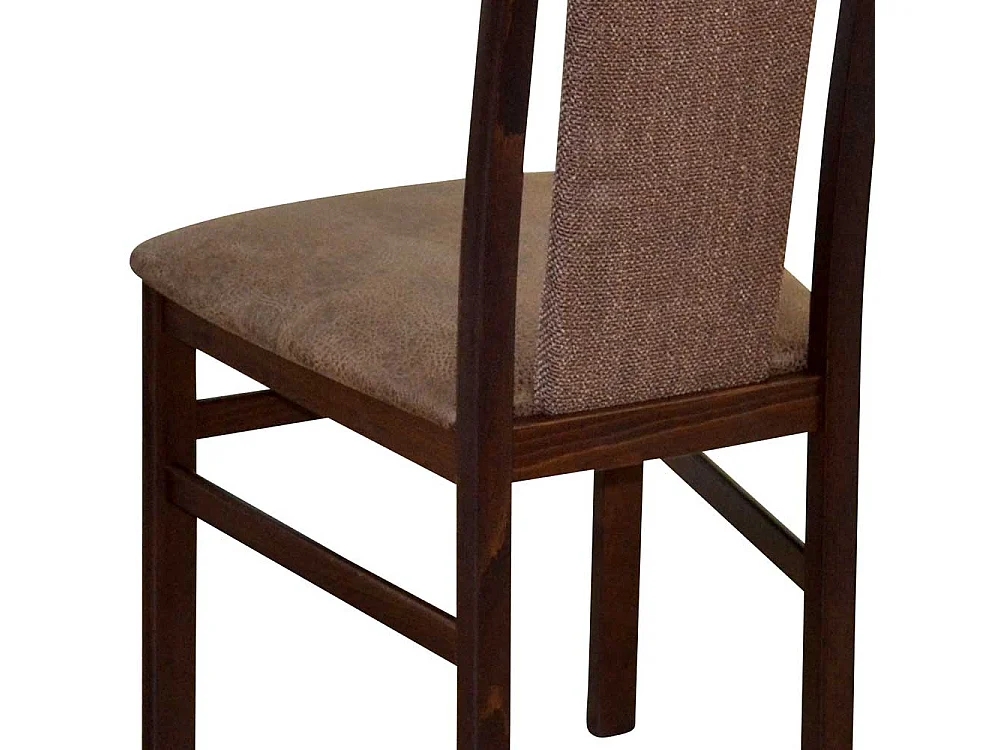 Lehnstuhl Set in Nussbaumfarben Bezug Braun (2er Set)