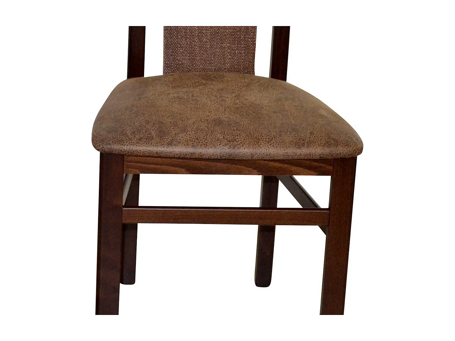 Lehnstuhl Set in Nussbaumfarben Bezug Braun (2er Set)