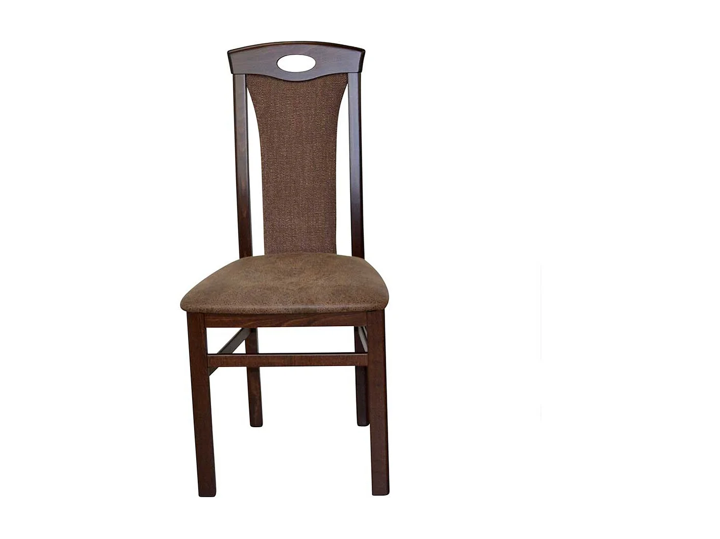 Lehnstuhl Set in Nussbaumfarben Bezug Braun (2er Set)