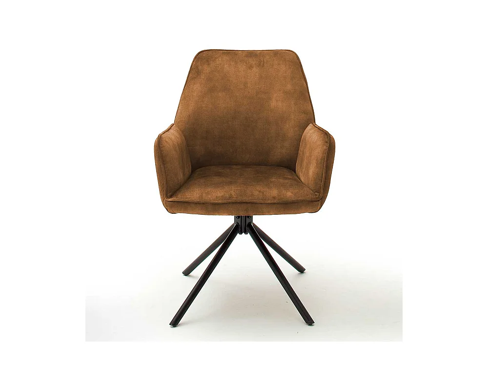 Drehbare Polsterstühle in Ocker Gelb und Schwarz Armlehnen (2er Set)