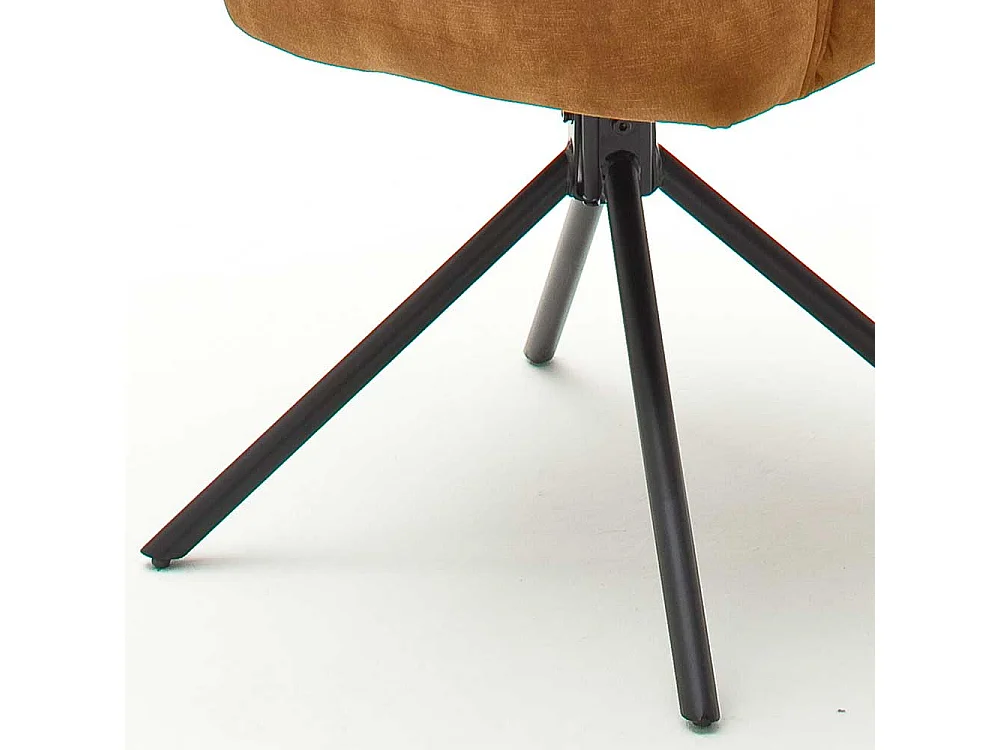 Drehbare Polsterstühle in Ocker Gelb und Schwarz Armlehnen (2er Set)